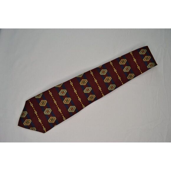 Tommy Hilfiger Men's Red Silk Geometric Tie - Picture 1 of 8